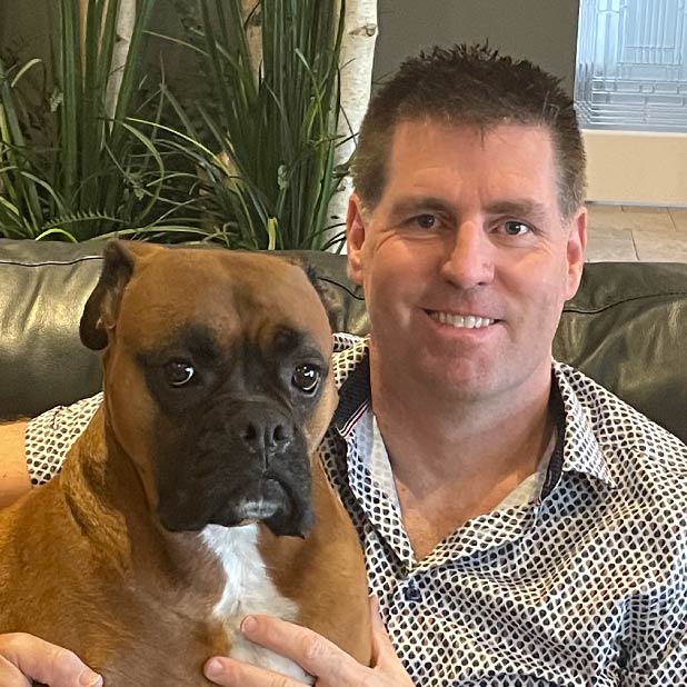 steve karner welland dvm with his dog